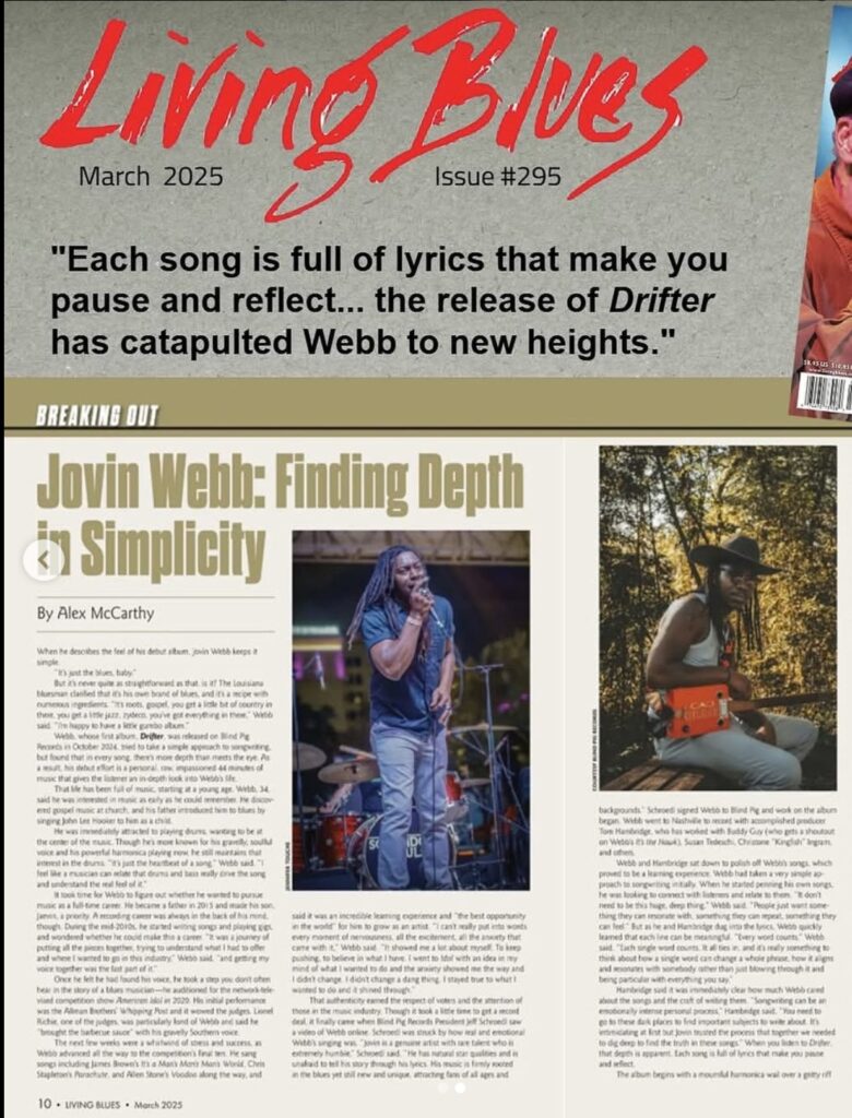 Jovin Webb - Living Blues Mar 2025