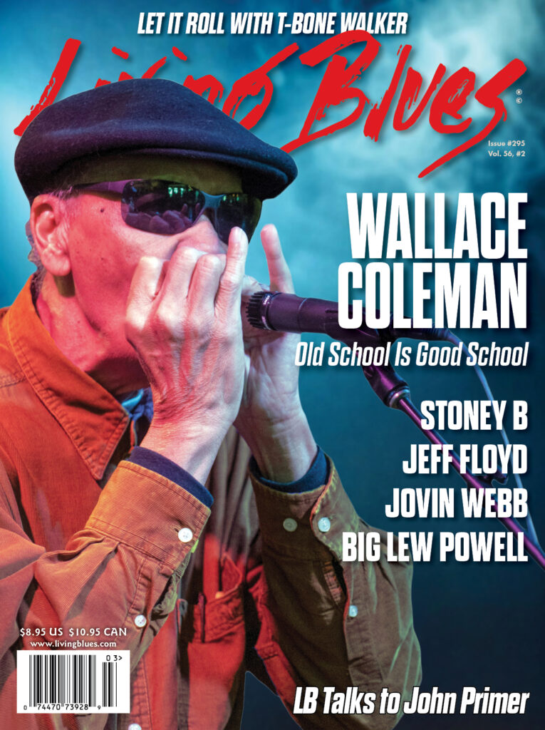 Living Blues #295 March/April 2025 cover. Magazine features article on Jovin Webb